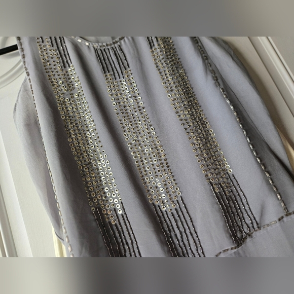 Vintage 2000s Forever 21 Silver Sequin And Beaded Tank Top ~Y2K~ Medium - Picture 4 of 8